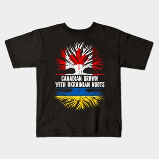 Canadian Grown with Ukrainian Roots Flag Kids T-Shirt